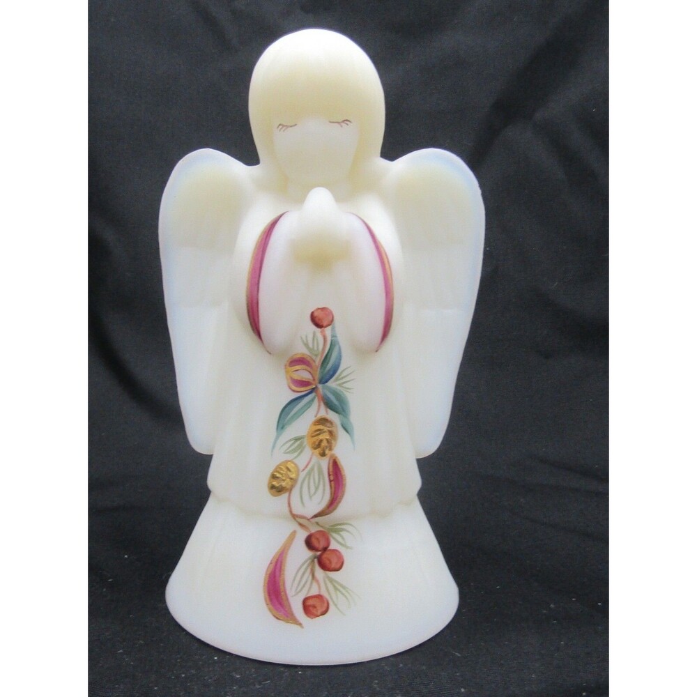 Fenton Art Glass Christmas 1995 Golden Pine Cones Angel Girl Figurine #5114VC